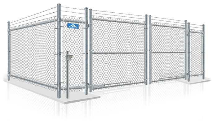 Commercial chain link security gate with barbed wire installation company in the Youngsville North Carolina area.