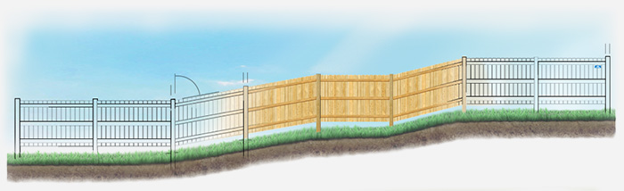 Custom fence design for uneven ground in Youngsville North Carolina